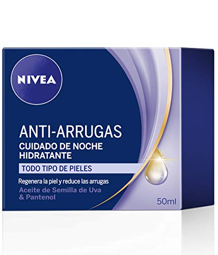 NIVEA Hidratante Anti-arrugas Cuidado de Noche (1x 50 ml), crema antiedad para regenerar la piel y reducir las arrugas, crema hidratante de cuidado facial