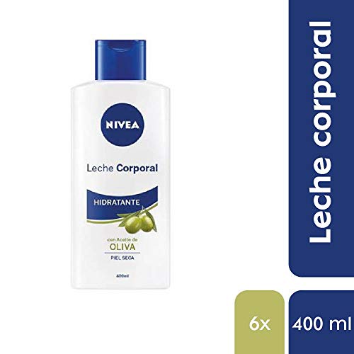 NIVEA Leche Corporal Aceite de Oliva en pack de 6 (6 x 400 ml), leche hidratante corporal con ingredientes naturales, crema para el cuidado de la piel seca