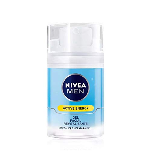 NIVEA MEN Active Energy Gel Facial Revitalizante, con Vitamin+ Complex, gel hidratante facial para el cuidado de la piel del hombre - 1 x 50 ml