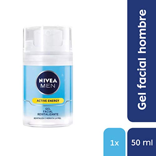 NIVEA MEN Active Energy Gel Facial Revitalizante, con Vitamin+ Complex, gel hidratante facial para el cuidado de la piel del hombre - 1 x 50 ml