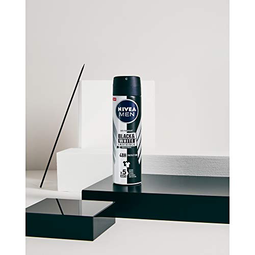 NIVEA MEN Black & White Invisible Original Spray en pack de 6 (6 x 200 ml), desodorante antimanchas de cuidado masculino, desodorante invisible para cuidar piel y ropa