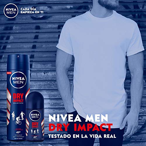 NIVEA MEN Dry Impact Roll-on en pack de 6 (6 x 50 ml), desodorante antitranspirante con protección 48 h, desodorante roll-on de cuidado masculino testado en la vida real