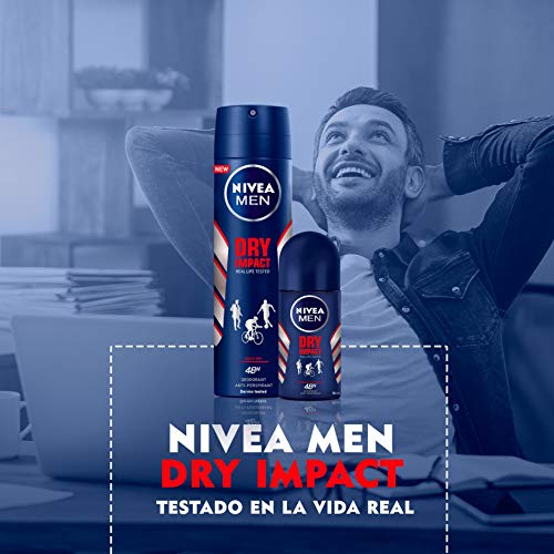 NIVEA MEN Dry Impact Roll-on en pack de 6 (6 x 50 ml), desodorante antitranspirante con protección 48 h, desodorante roll-on de cuidado masculino testado en la vida real