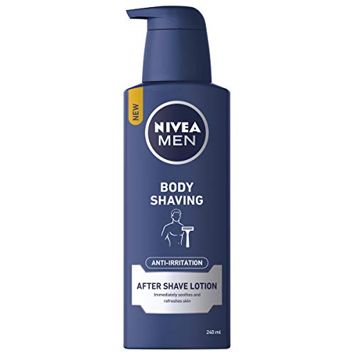 NIVEA Men - Loción para afeitado corporal antiirritación después del afeitado (240 ml), hidratante después del afeitado con mentol y provitamina B, loción de afeitado corporal para hombre