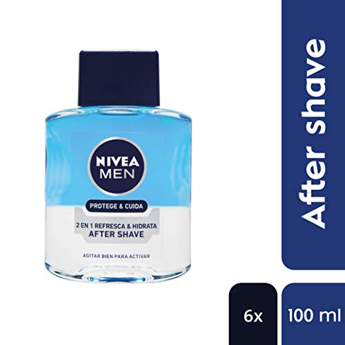 NIVEA MEN Protege & Cuida After Shave 2 en 1 Refresca & Hidrata en pack de 6 (6 x 100 ml), after shave hidratante y refrescante, bálsamo after shave y loción para hombre