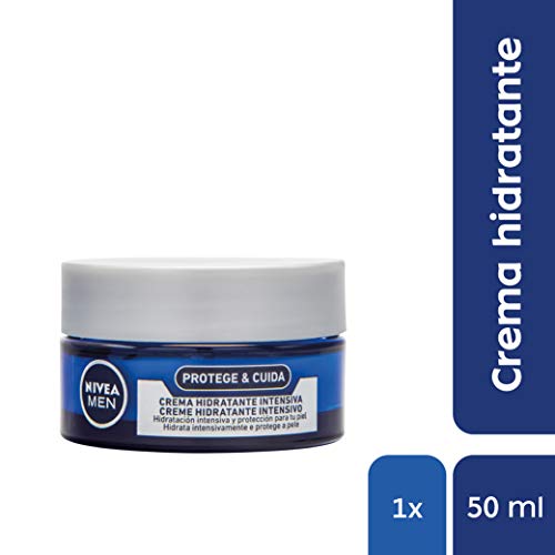 NIVEA MEN Protege & Cuida Crema Hidratante Intensiva (1 x 50 ml), crema facial hidratante con aloe vera, crema para hombres con la piel muy seca, nutre e hidrata