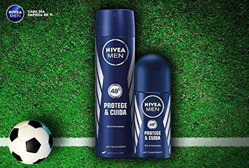 NIVEA MEN Protege & Cuida Spray, desodorante para hombre con máxima protección 48 horas, spray antitranspirante de cuidado masculino, 0% alcohol - pack de 6 x 200 ml