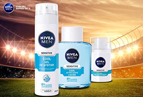 NIVEA MEN Sensitive Cool Loción After Shave (1 x 100 ml), con 0% alcohol para calmar la irritación, loción calmante para el cuidado de la piel sensible