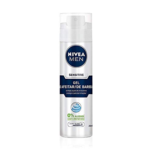 NIVEA MEN Sensitive Gel de afeitar para piel sensible, gel facial con tecnología Ultra Glide para un afeitado libre de irritaciones - 1 x 200 ml