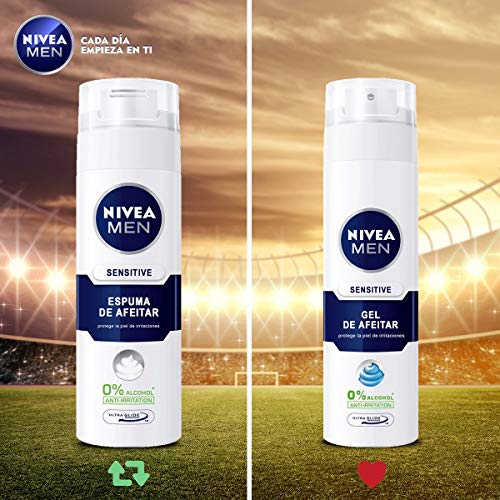 NIVEA MEN Sensitive Gel de afeitar para piel sensible, gel facial con tecnología Ultra Glide para un afeitado libre de irritaciones - 1 x 200 ml