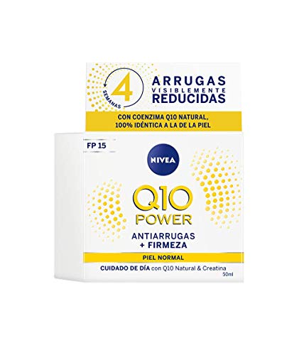 NIVEA Q10 Power Antiarrugas Cuidado de Día FP15 (1 x 50 ml), crema antiarrugas facial, crema hidratante con protector solar 15, crema de día antiedad