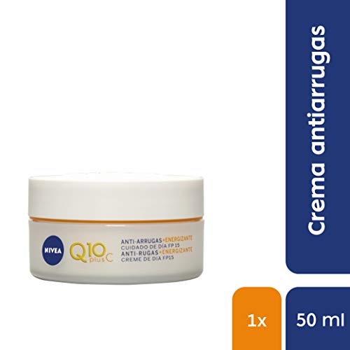 NIVEA Q10plusC Anti-Arrugas + Energizante Cuidado de Día, crema energizante con FP15, crema de día antiedad con coenzima Q10, crema facial revitalizante - 1 x 50 ml