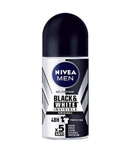 NIVEA Roll-on Invisible For Black & White Men Original - Paquete de 6 x 50 ml - Total: 300 ml