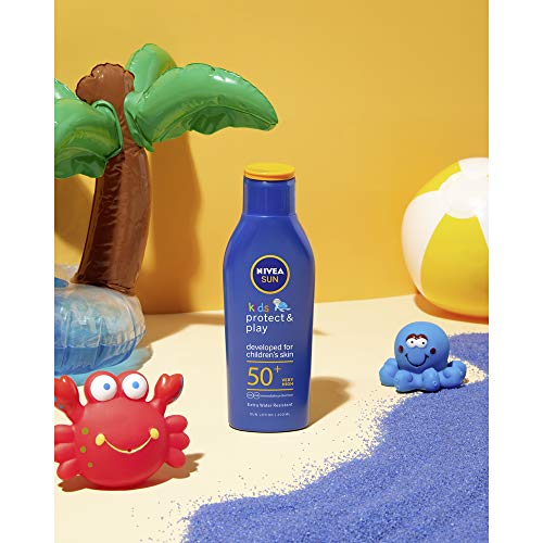 Nivea Sun Leche Solar Niños Protege Juega FP50+ (1 x 200 ml) protector solar infantil resistente al agua, protección solar muy alta