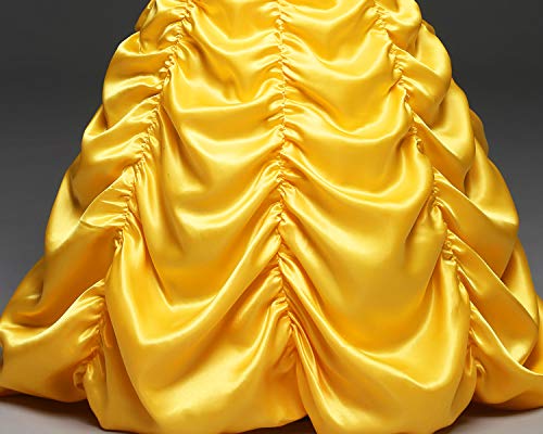 NNJXD Niñas Vestido Largo De Fiesta De Cosplay Disfraz De Carnaval Para Princesa Tamaño (140) 6-7 años Amarillo