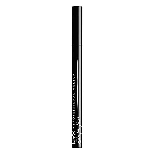 NYX Professional Makeup Delineador de ojos Epic Ink Liner, Punta de pincel, Resistente al agua, Fórmula vegana, Negro