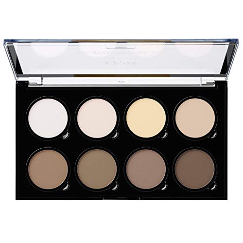 NYX Professional Makeup Paleta de contouring Highlight & Contour Pro Palette, Kit de contouring en polvo, 8 tonos de acabado mate y brillante