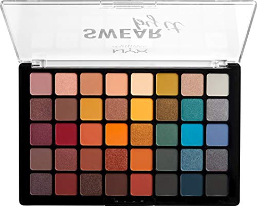 NYX Professional Makeup Paleta de sombra de ojos Swear By It Eye Shadow Palette, Tonos fríos y cálidos, Acabado mate, satinado y metalizado, 40 Colores