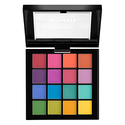 NYX Professional Makeup Paleta de Sombra de Ojos Ultimate Shadow Palette, Pigmentos Compactos, 16 Sombras, Acabados Mate, Satinados y Metalizados