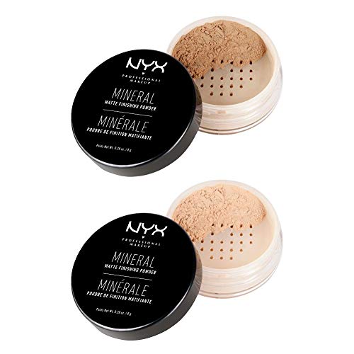 NYX Professional Makeup Polvos Fijadores Sueltos Mineral Finishing Powder, Acabado Mate sin Brillos, Fórmula vegana, Tono: Medium/Dark