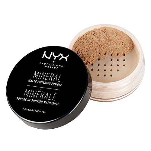 NYX Professional Makeup Polvos Fijadores Sueltos Mineral Finishing Powder, Acabado Mate sin Brillos, Fórmula vegana, Tono: Medium/Dark