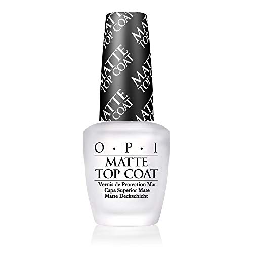 OPI Matte Top Coat – Capa Superior Mate para un Acabado de Larga Duración tras el Esmalte de Uñas, Efecto Manicura Profesional - 15 ml (22002218000)