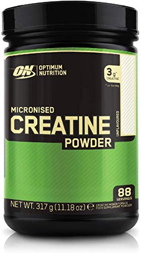 Optimum Nutrition ON Creatina Monohidrato Micronizada, Creatine en Polvo, Suplementos Deportivos para Musculacion, Sin Sabor, 88 Porciones, 317g