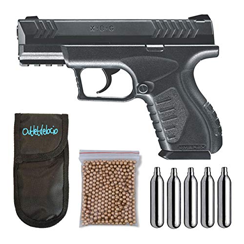 Outletdelocio. Pistola Perdigón Umarex XBG. Calibre 4,5mm BBS. + Funda Portabombonas + Balines + Bombonas co2. 23054/29318/38123