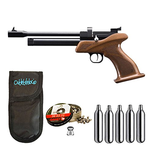 Outletdelocio. Pistola perdigon ZCP1M45 Zasdar CP1 co2 4,5mm + Funda Portabombonas + Balines + Bombonas co2. 23054/29318/38203