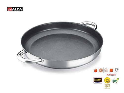 PAELLERA ALZA CLASSIC MASTER. PAELLERA fabricada en acero inoxidable 18/10, antiadherente triple capa, apta para todo tipo de cocina, INDUCCIÓN. Fácil Limpieza. Apto para lavavajillas y horno 36cm