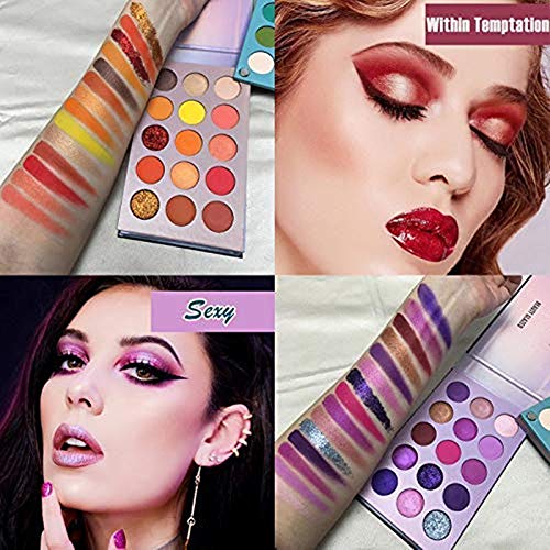 Paleta de sombras de ojos de 60 colores Set de paleta de maquillaje 4 in1 Color Board Altamente pigmentado Brillo Metálico Mate Brillo Natural Ultra Sombra de ojos en polvo