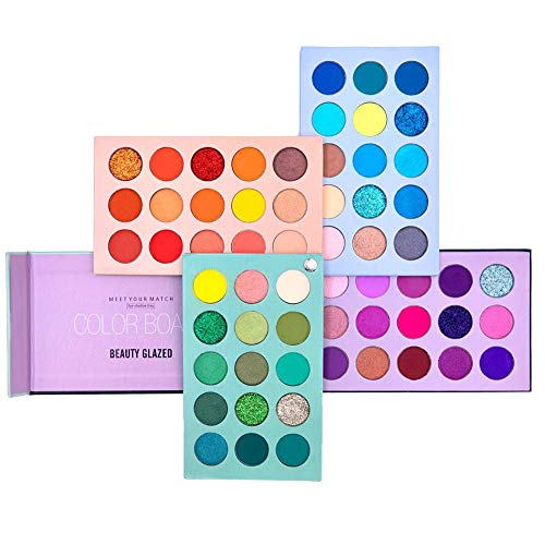 Paleta de sombras de ojos de 60 colores Set de paleta de maquillaje 4 in1 Color Board Altamente pigmentado Brillo Metálico Mate Brillo Natural Ultra Sombra de ojos en polvo