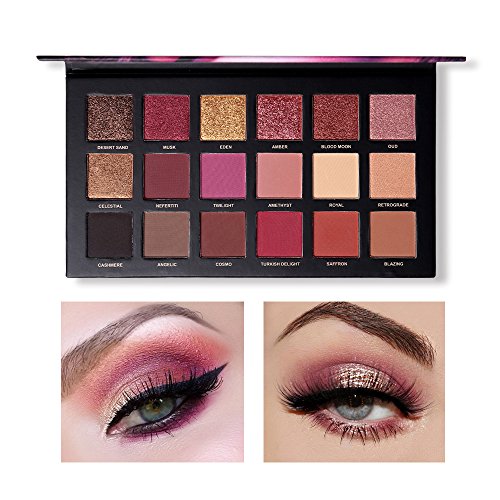 Paleta de sombras de ojos, paleta de sombras de ojos mate de Angmile y sombra de ojos con brillo Combinación de 18 colores Smoky with Shimmer Eyeshadow Twilight & Dusk Makeup Palette