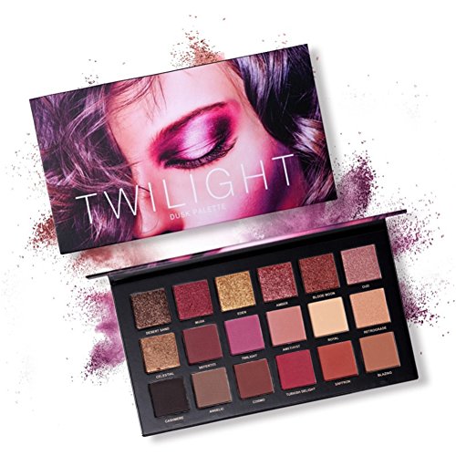 Paleta de sombras de ojos, paleta de sombras de ojos mate de Angmile y sombra de ojos con brillo Combinación de 18 colores Smoky with Shimmer Eyeshadow Twilight & Dusk Makeup Palette