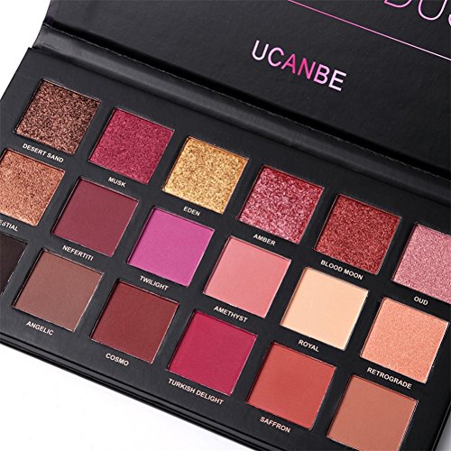 Paleta de sombras de ojos, paleta de sombras de ojos mate de Angmile y sombra de ojos con brillo Combinación de 18 colores Smoky with Shimmer Eyeshadow Twilight & Dusk Makeup Palette