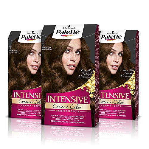 Palette Intense Cream Coloration Intensive Coloración del Cabello 5 Castaño Claro - Pack de 3