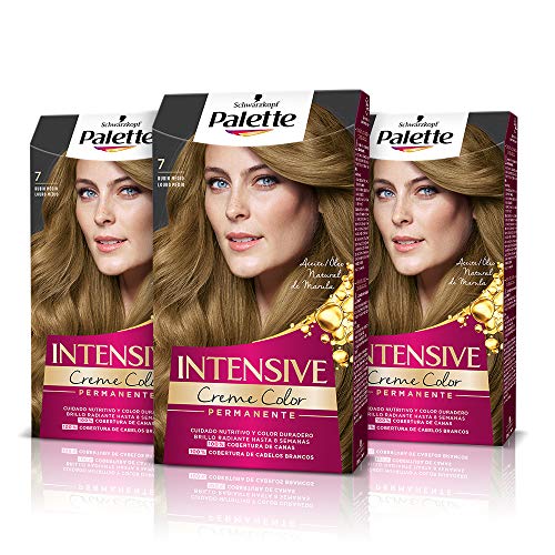 Palette Intense Cream Coloration Intensive Coloración del Cabello 7 Rubio Medio - Pack de 3