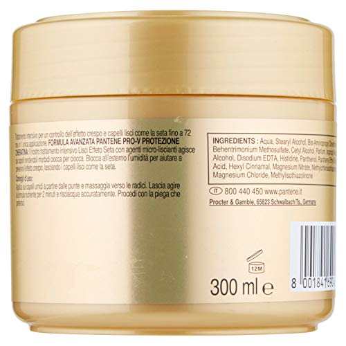 Pantene Pro-V Máscara Lisa Efecto Seda Protección Cheratina para Cabello Crespi, 300 ml