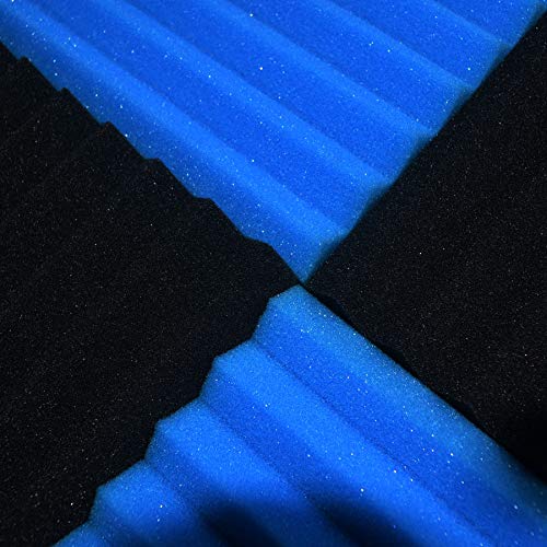 Paquete de 96 azules/negros absorben el eco de espuma acústica Wedge Studio azulejos de pared insonorizantes 12 pulgadas x 12 pulgadas x 1 pulgada