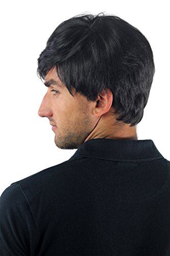 Peluca masculina, para hombres, bisoñé, cardado, corto, juvenil, moderno, informal, negro GFW-994-1B