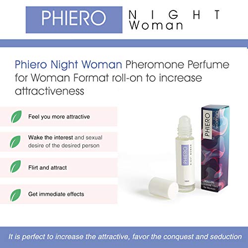 Phiero Night Woman - Pack 3 Perfumes Roll-ON de bolsillo con 4 tipos de feromonas para mujer