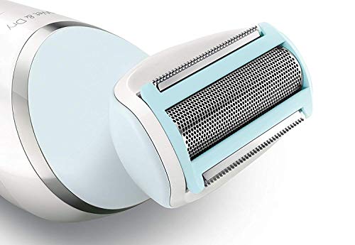 Philips, Afeitadora Femenina con una Cuchilla, Uso en Seco y Húmedo, Mango Ergonómico, Blanco/Azul Claro