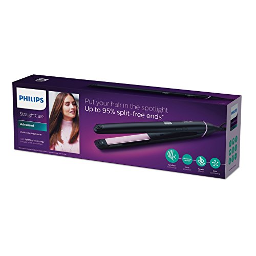 Philips Infusion BHS675/00 - Plancha de Pelo, Placas con Keratina Infusion Extra Largas, Ionica, Control Digital de Temperatura 130º a 230º, Negro