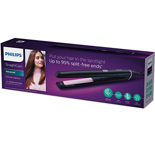 Philips Infusion BHS675/00 - Plancha de Pelo, Placas con Keratina Infusion Extra Largas, Ionica, Control Digital de Temperatura 130º a 230º, Negro