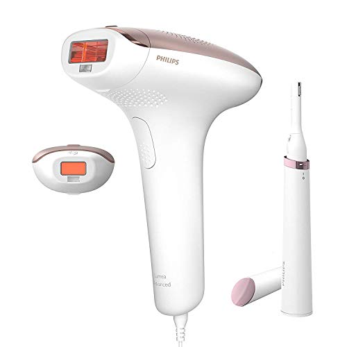 Philips Lumea Advanced BRI921/00 - Depiladora Luz Pulsada para la Depilación Permanente del Vello Visible en Casa con sensor de tono de piel, 2 Cabezales para Cuerpo y Cara y lápiz recortador compacto