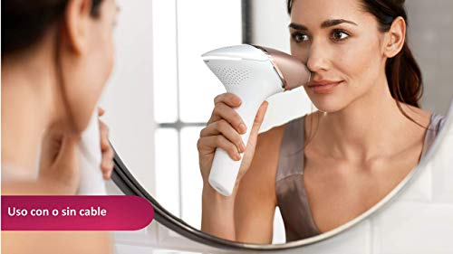 Philips Lumea Prestige BRI956/00 - Depiladora Luz Pulsada para la Depilación Permanente del Vello Visible en Casa con 4 Cabezales: Cuerpo, Bikini, Axilas y Cara, Blanco y Rosa