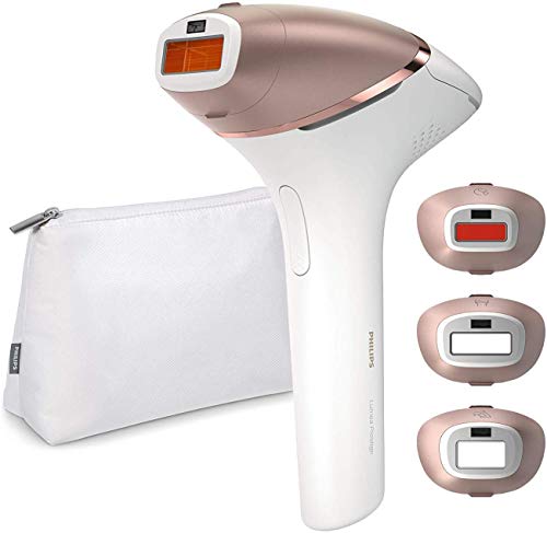 Philips Lumea Prestige BRI956/00 - Depiladora Luz Pulsada para la Depilación Permanente del Vello Visible en Casa con 4 Cabezales: Cuerpo, Bikini, Axilas y Cara, Blanco y Rosa