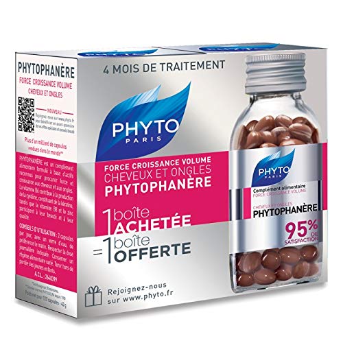 Phyto Phytophanere - Suplemento alimenticio para el cabello y las uñas - 4 meses de tratamiento - En cápsulas de 120 + 120