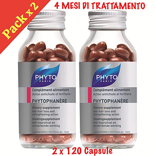 Phyto Phytophanere - Suplemento alimenticio para el cabello y las uñas - 4 meses de tratamiento - En cápsulas de 120 + 120