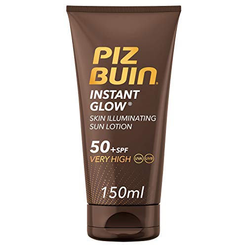 Piz Buin Instant Glow Protector Solar en Loción SPF 50+, Protección Muy Alta - 150 ml